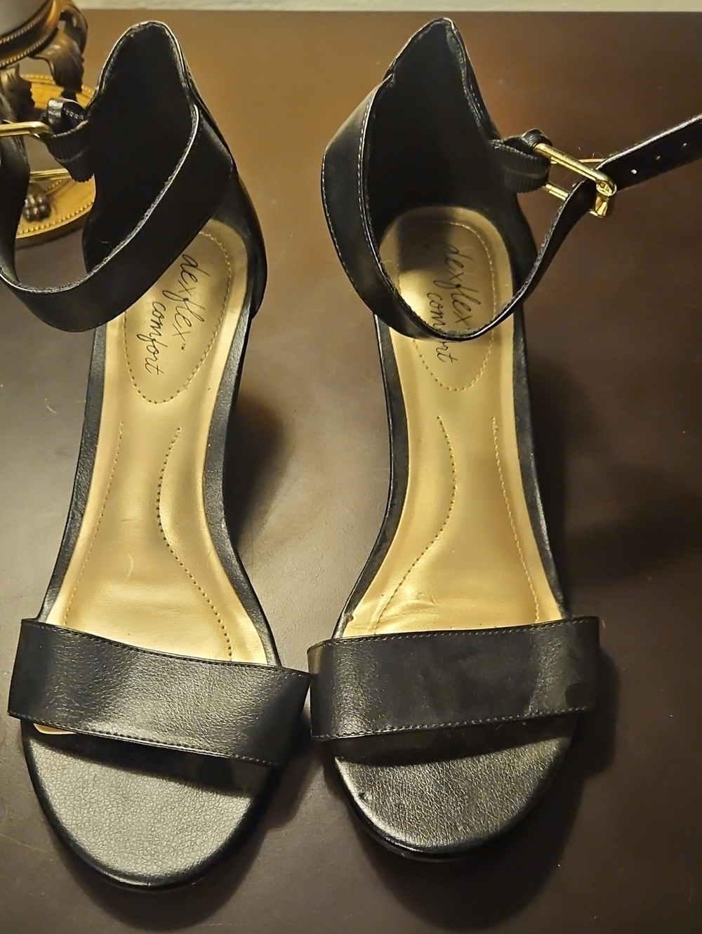 dexflex comfort Black Ankle-Strap Heeled Sandals